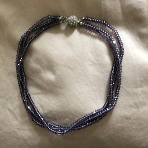 Purple crystal choker necklace